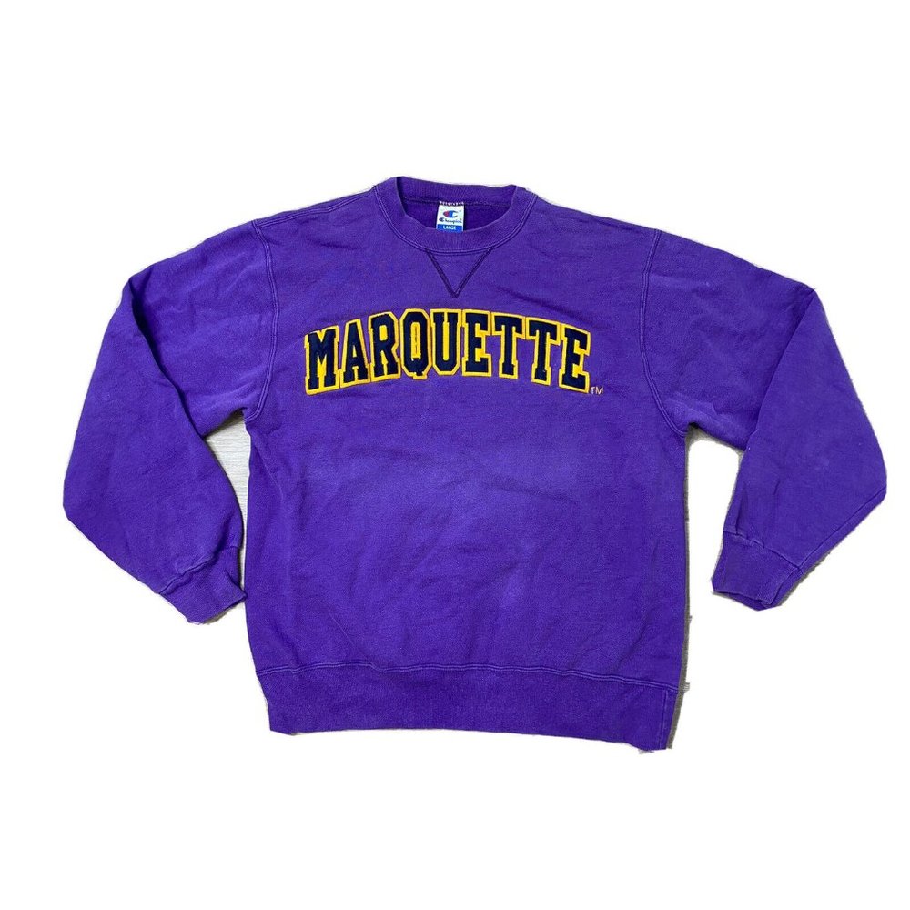 Men’s Vintage Champion Sweatshirt Crewneck Marquette Purple Size Large